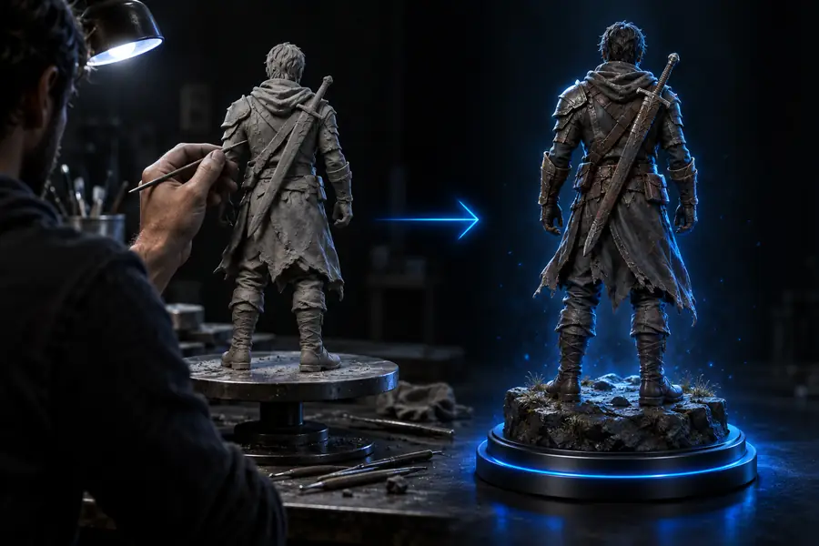 Robot character model prepared for a 3D workflow