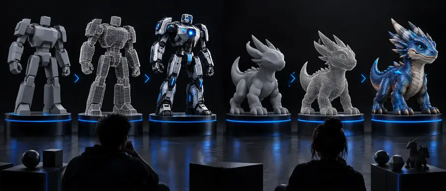 Comparación de flujos de trabajo para modelos 3D generados con IA